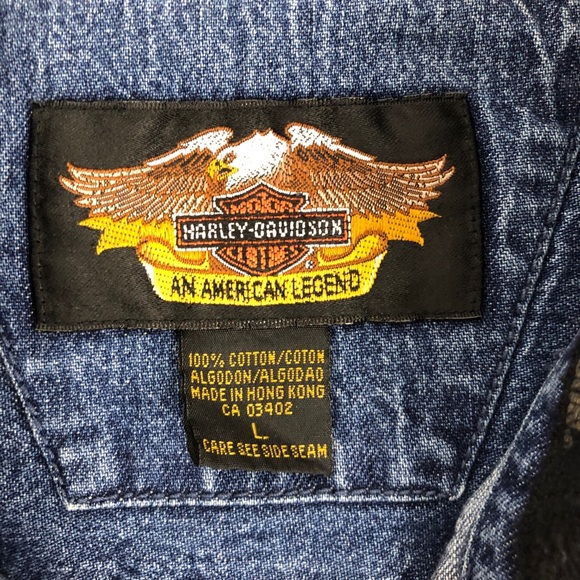 Harley Davidson Denim Short Sleeve Shirt men’s - Picture 8 of 8